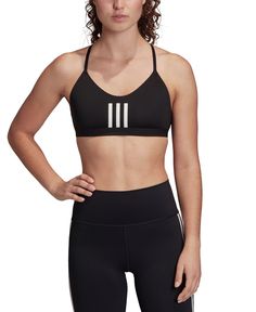 Stay comfortable pose after pose in this low-impact sport bra from adidas. Slender straps add stylish flair and breathability to the low-impact support.


 	Strappy back with power mesh
 	Full coverage
 	INSPIRED FOR: Athleisure
 	Low-impact sports bra ideal for yoga, Pilates and lounging
 	Aeroready wicking technology helps evaporate moisture
 	V-neck; logo at front
 	Recycled polyester/polyester/elastane; mesh: polyester
 	Machine washable
 	Imported Sequin Bra Top, Funnel Neck Hoodie, Adidas Design, Adidas Sports Bra, Sports Bra Top, Full Body Suit, Mesh Bra, Active Outfits, Shapewear Bodysuit