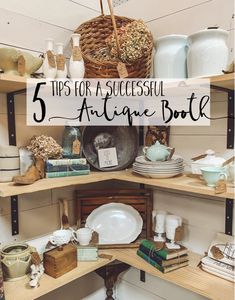 the top five tips for a successful antique book sale with lots of items on shelves