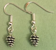 Pinecone Earrings, Tree Handmade, Silver Theme, Making Earrings, Jewelry Tree, Cute Charms, Pine Tree, Pine Cones, Ear Wires