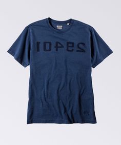 mens tee with numbers on it by oobe brand Casual Indigo Crew Neck T-shirt, Washed Blue Cotton T-shirt, Blue Washed Graphic Tee, Stonewashed Cotton Graphic Tee, Indigo Washed Short Sleeve Tops, Indigo Washed Cotton Tops, Pre-washed Indigo Cotton Tops, Dark Wash Pre-washed Cotton Tops, Pre-washed Dark Wash Cotton Top