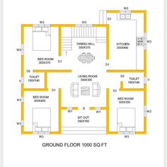 the ground plan for a house with three rooms