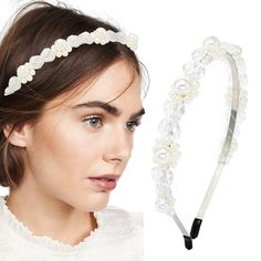 PRICES MAY VARY. Women headbands made by high quality pearl, rhinestone, shiny crystal, metal, soft and beauty for you to wear repeatedly. Bridal wedding hairbands approx 6.29 x 5.11 inch，fit for most women.It has good extensibility and can be adjusted to fit your head circumference. Silver rhinestones hair hoop wrapped in metal hoop, with a soft rubber sleeve at the end, non slip and not easy to fall off. Crystal thin hair bands can be worn for various occasions, such as weddings, birthday part Pearl Headbands, Women Headbands, Bride Wedding Hair, Hair Hoop, Head Bands, Rhinestone Headband, Pearl Headband, Hair Hoops, Hair Bands