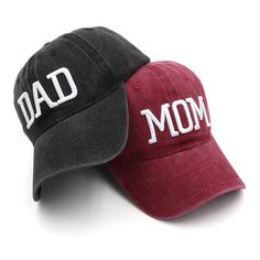 PRICES MAY VARY. Perfect Couple Gift: Perfect gift for a Dad and Mom on they birthday, kid's birthday,anniversary, holiday,etc. Couples Daily Use Hat:The Dad Mom hat is perfect for everyday use, They can wear this hat for fishing, golfing, running, walking your dog, working out, traveling and a wide variety of indoor and outdoor activities. Material&Embroidery Design:The unisex Dad and Mom gift hat are made of washed cotton distressed ,Which makes it long lasting and reusable.These premium quali Black Hats With Letter Print For Gifts, Personalized Cotton Birthday Hat, Black Hats With Letter Print As Gifts, Letter Print Hat For Father's Day Gift, Father's Day Dad Hat With Letter Print, Father's Day Hats With Letter Print, Father's Day Gift Hats With Letter Print, Casual Black Hat For Birthday, Birthday Cap With Letter Print