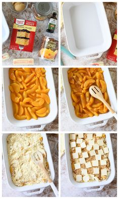 four pictures showing how to make an appetizer with cheese and crackers in it