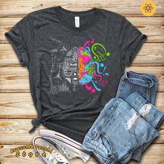 "All T-Shirt apparel are printed using direct-to-garment (also known as DTG). In addition, our inks are water-based and eco-friendly. This makes them feel much softer than traditional screen printed shirts but just as durable. Art Mind Shirt, Colorful Brain Science And Art, Left and Right Brain, Brain Shirt, Brain and Art Unisex Shirt, Art Lover, Science Teacher **All sales are final and we don't accept returns. this is a customized and personalized product, and can not be resold. If we made a m Left And Right Brain, Brain Shirt, Brain Science, Shirt Art, Right Brain, Screen Printing Shirts, Science Teacher, Shirt Store, Tshirt Design