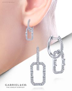 14K White Gold 15mm Diamond Huggie Drop Earrings. EG13701W44JJ #GabrielNY #DiamondJewelry #FineJewelry #GabrielAndCo #FashionJewelry #UniqueJewelry #GiftIdeas #UniqueGifts #DiamondJewelry #Jewelry #Earrings #FashionEarrings #WhiteGoldEarrings #WhiteGoldFashionEarrings #GoldEarrings #GoldFashionEarrings Fine Jewelry Earrings With Timeless Design For Everyday Luxury, Silver Earrings With Timeless Design For Anniversary, Timeless Sterling Silver Round Earrings, Timeless Sterling Silver White Gold Earrings, White Gold Timeless Earrings Fine Jewelry, Timeless White Gold Sterling Silver Earrings, Silver Earrings With Timeless Design, Luxury Timeless Silver Earrings, Diamond Earrings With Timeless Design