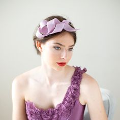 This wedding fascinator on a headband is made of premium millinery sinamay, hand shaped into swirls. The soft pastel hue of lilac colour adds a feminine touch to the attire of bridesmaids and wedding guests. It is absolutely comfortable to wear and effortlessly style to any hairstyles, whether you prefer a sophisticated updo or a more relaxed, flowing hairstyle. The fascinator is secured to comfortable double headband made of millinery wire and covered with beige silk. Colour: pale lavender (lil Elegant Spring Fascinator With Matching Headband, Elegant Lavender Fascinator For Spring, Spring Wedding Guest Headband, Elegant Lavender Fascinator For Parties, Lavender Wedding Fascinator For Spring, Elegant Lavender Party Fascinator, Spring Wedding Lavender Fascinator, Spring Wedding Lavender Headpiece, Lavender Headpiece For Spring Party