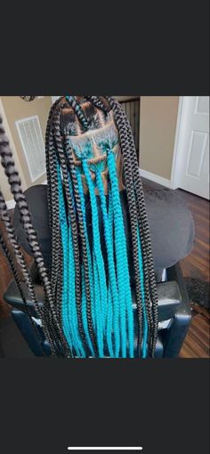 #knotlessboxbraids #boxbraidshairstyles #blackhairstyles #pickaboocolor #bluebraids #boxbraids #mediumknotless Peek A Boo Jumbo Knotless Braids, Braided Hairstyles With Blue Hair, Box Braids Under Color, Neon Green Knotless Braids, Teal Peekaboo Braids, Light Blue Knotless Braids, Teal Box Braids, Braided Hairstyles For Black Women Quick, Nana Edits