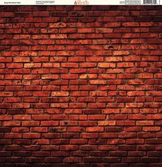 an old brick wall is painted red and black with some light coming from the top