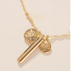 Anthropologie Serefina Piper Charm Necklace In Gold. Delicate And Perfect For Layering, This Necklace Lends Beachy Vibes To Any Outfit. Intricate Sand Dollar Charms With A Bar Pendant. 14k Gold-Plated Brass, Lobster Clasp. 16" Long With 2" Extender. New Without Tags, Unworn. Piper Charmed, Beachy Vibes, Anthropologie Jewelry, Bar Pendant, Sand Dollar, A Bar, Womens Jewelry Necklace, Lobster Clasp, Charm Necklace