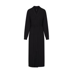 SOFT LOUNGE LONG ROBE | ONYX Lounge Robes, Onyx Colour, Sleepwear Women, Ribbed Fabric, Comfort Zone, Waist Tie, Heather Grey, Onyx, Full Length