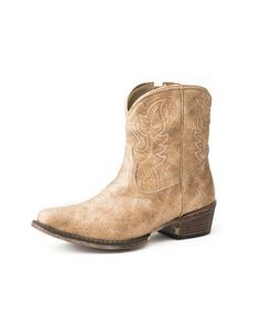 PRICES MAY VARY. 100% synthetic made in usa or imported fabric lining pull on closure beautiful color- super cute 5 inch short fashion cowgirl boot with textile heel styling. Cowboy Booties Outfit, Short Western Boots, Short Cowgirl Boots, Light Brown Boots, Fashion Cowgirl, Country Shoes, Ankle Cowboy Boots, Booties Outfit, Insole Design