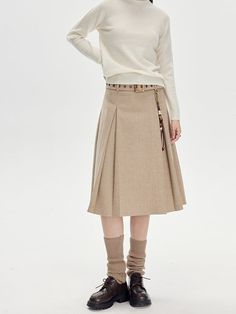 Material: Rayon6% Polyester69% Wool23% Spandex2%Size: SM Model: 172cm/50kg Length Waist Hips S 66cm 68cm 92cm M 70cm 70cm 96cm Winter Beige Pleated Skirt, Winter Beige Lined Skirt, Beige Winter Midi Skirt, High Waist Beige Skirt For Winter, Winter Beige Pleated Mini Skirt, Beige Stretch Skirt For Fall, Fitted Beige Skirt For Winter, Beige Mini Skirt For Winter Workwear, Winter Stretch Pleated Skirt With Lined Detail