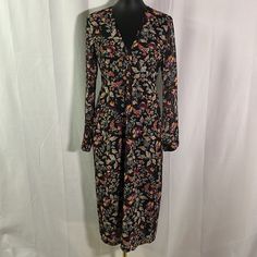 Nwt Anthropologie See U Soon Black Floral V-Neck Long Sleeve Midi Dress Pleating Detail Under The Bust. Long Sheer Sleeves. Partially Lined. Hidden Side Zipper. New With Tag, Excellent Condition. Size Small Length: 46 Inches Bust: 18 Inches Waist: 15 Inches Hips: 20 Inches *Measurements Taken Lying Flat Floral Print V-neck Maxi Dress For Night Out, Black Dress With Notched Neckline For Spring, Fall Purple V-neck Dress, Multicolor V-neck Midi Dress For Date Night, V-neck Floral Print Maxi Dress For Night Out, Black V-neck Midi Dress With Floral Print, Purple V-neck Maxi Dress For Night Out, Floral Print V-neck Midi Dress For Night Out, Purple V-neck Maxi Dress For Fall