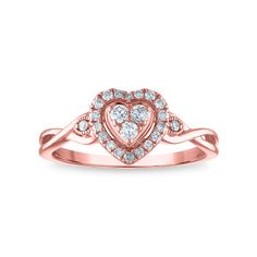 LoveSong 1/5 CTW Diamond Heart Promise Ring in 10KT Rose Gold Double Heart Diamond Ring For Valentine's Day Anniversary, Heart-shaped Rose Gold Diamond Ring For Proposal, Rose Gold Heart-shaped Diamond Ring For Proposal, Rose Gold Open Heart Ring For Anniversary, Valentine's Day Anniversary Double Heart Diamond Ring, Valentine's Day Rose Gold Diamond Ring, Double Heart Diamond Ring For Valentine's Promise, Double Heart Diamond Promise Ring For Valentine's Day, Rose Gold Open Heart Ring For Valentine's Day