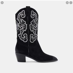 These Just Dropped On The Dolce Vita Website - Have Never Been Worn! Suede Making It Great For Fall/Winter Black Western Boots For Evening, Western Evening Boots With Round Toe, Suede Cowboy Boots, Western Boot, Dolce Vita Shoes, Boots For Sale, Boots Black, Shoes Heels Boots, Western Boots