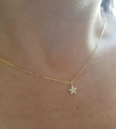 14K SOLID WHITE GOLD DAINTY STAR NECKLACE WITH DIAMONDS Here is a dainty, delicate and simple, yet classy minimalist Star Necklace. This is 14k Solid Gold. (We do not sell filled or plated jewelry) Perfect for everyday use. Metal : 14K Solid Gold Necklace Length : 16 inches / 40cm Star Height : 6.50mm Star Width : 6.50mm Diamond : 11 Diamonds --- Nice White Color Sparkle Diamonds ---- G-H color SI2 clarity Total Carat: 0.09ct ---MADE IN USA--- ---Absolutely stunning. Comes in a gift box. ---Ship Yellow Gold Heart Necklace, Layering Diamond Necklaces, Gold Star Necklace, Classy Minimalist, Diamond Star Necklace, Necklace With Diamonds, Butterfly Necklace Gold, Star Necklace Gold, Heart Necklace Diamond