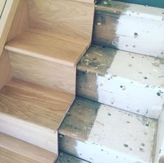 the stairs have been stripped and stained white