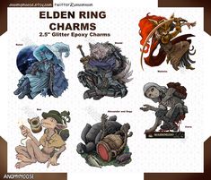 the elder ring charms are all different styles and sizes, but one is for each character