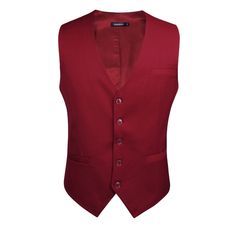 High-Quality Blend Imported Button closure Formal Suit Vest: High-Quality Material, The material of the vest is soft and lightweight. No fading, no distortion, anti-wrinkle and smooth, is not easy to pilling. Excellent Design: The business vest is designed with classic solid color, V-neck, 5-buttons closure, and 1 real pocket on the front,2 real side pockets. The back adjustable Vest offers a more accurate fit, making you stand out in the crowd. Occasions for father's day/graduation ceremony/wed Business Vest, Red Vest, Graduation Ceremony, Formal Suits, Mens Neck Ties, Suit Vest, Mens Vest, Anti Wrinkle, Henley Shirts