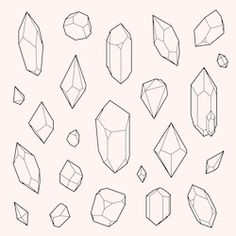 a set of different shapes and sizes of diamonds on a white background with black lines