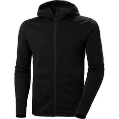 a black hoodie jacket with a zipper down the front and side pockets on it