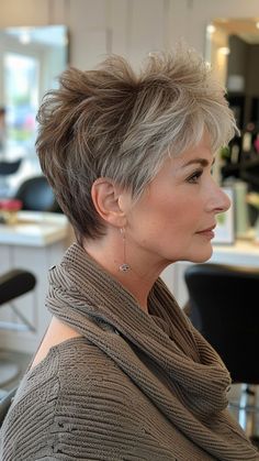 Unlocking Confidence: 22 Short Hairstyles for Older Women Long Hair Pixie Haircut, Long Sides Short Back Hairstyles, Razor Pixie Haircut, Haircuts For Short Hair For Women, Short Gray Hair Over 50, Razored Layers, Shag Haircuts For Women, Kort Bob, Chic Short Haircuts