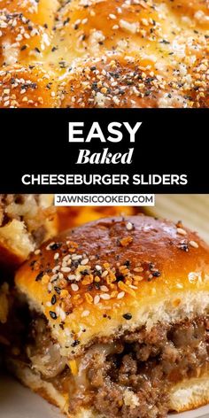 an easy baked cheeseburger slider on a plate