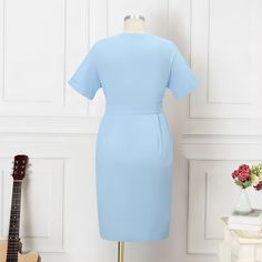 Women's Solid Shirt Dress V-Neck Single Breasted Shirt Dress V-neck Summer Dresses For Office Wear, Summer V-neck Office Lady Dress, Summer V-neck Office Dress, Summer Office Lady V-neck Dresses, V-neck Solid Color Mini Dress For Daywear, Solid Color V-neck Mini Dress For Daywear, Knee-length Summer Dresses For Office Wear, Knee-length Summer Dress For Office, V-neck Mini Dress In Solid Color For Daywear