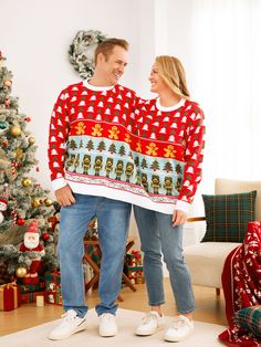 Get ready for the festive season with this hilarious Christmas sweater for couples! Perfect for Christmas parties, family gatherings, and cozy nights in, this sweater is sure to bring a touch of festive cheer to any occasion.
* Please add each size separately to your shopping cart.
* Each size includes 1 top.
* Festive overall Christmas pattern
* Soft and comfortable
* Round neckline
* Long sleeves
* Regular fit
* Funny and festival style 
* Imported
* Suitable for autumn and winter Funny Christmas Sweaters Couples, Couples Ugly Christmas Sweaters, Matching Christmas Sweaters, Ugly Christmas Sweater Couples, Comfy Jumpsuits, Solid Color Sweater, Matching Sweaters, Kimono Pattern, Cozy Knit Sweater