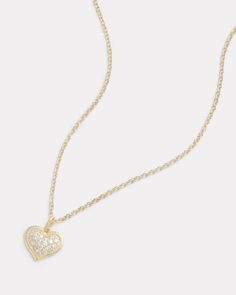 18K Yellow Gold Pave Diamond Heart Necklace, .42 TCW16 Inches, Pendant is 1/2 Inch Diameter Style# YNPHPW Luxury Heart Pendant Necklace With Delicate Chain, Luxury Heart-shaped Necklace With Delicate Chain, Heart-shaped Diamond Necklace In Gold, Dainty Heart Cut Locket Necklace, Heart-shaped Yellow Gold Necklace With Diamond Accents, Formal Yellow Gold Heart Necklaces, Luxury Heart-shaped Charm Necklaces, Formal Heart-shaped Necklaces With Delicate Chain, Gold Heart Necklace With Delicate Diamond Chain