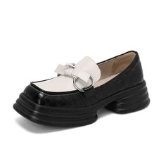 • Season: Spring/Autumn• Upper Material: Genuine Leather• Toe Shape: Square Toe• Sole Material: TPR• Closure Type: Slip-On• Fit: Fits true to size, take your normal size• Heel Height: 4.5cm• Import Product• Item # B-FHJ06247 Trendy Synthetic Platform Loafers, Trendy Synthetic Platform Loafers With Round Toe, Trendy Synthetic Platform Loafers With Textured Sole, Trendy White Synthetic Platform Loafers, Trendy Synthetic Platform Loafers With Rubber Sole, Trendy Summer Platform Loafers With Round Toe, Fall Synthetic Platform Loafers With Round Toe, Trendy Synthetic Platform Loafers With Closed Toe, Trendy Synthetic Loafers With Rubber Sole