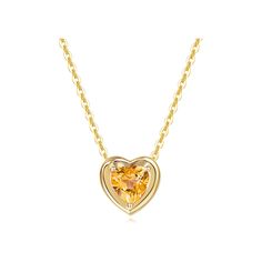 FANCIME Yellow Citrine Heart Birthstone 14k Yellow Gold Necklace Main Heart Cut Birthstone Necklace In Yellow Gold, Orange Citrine Birthstone Necklace, Orange Citrine Necklace Fine Jewelry, Fine Jewelry Orange Necklaces For Anniversary, Heart-shaped Yellow Gold Birthstone Necklace, Elegant Orange Heart-shaped Jewelry, Yellow Gold Gemstone Heart Necklace In Sterling Silver, Yellow Topaz Necklace For A Gift, Yellow Topaz Necklace For Gift