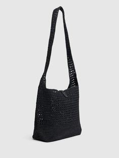 Saint Laurent Le 5 À 7 Medium Raffia Crossbody Bag - Black | Editorialist Latest Bags, Crossbody Messenger Bag, Strap Top, Black Crossbody, Work Bags, Metal Logo, Swim Accessories, Black Cross Body Bag, Sport Bag