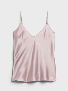 An indulgent, elegant essential, this versatile camisole is crafted from our washable silk charmeuse and cut on the bias for figure-flattering drape.  SEMI-FITTED: Cut for a not-too-tight, not-too-loose fit.  V-neck.  Adjustable slider straps.  Dolph Silk Cami, Silk Camisole, Silk Tank, Silk Charmeuse, Petite Size, Banana Republic, Camisole Top, Tights, Loose Fitting