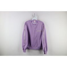 Vtg 70s Streetwear Womens Large Blank Zippered Crewneck Sweatshirt Purple USA Womens Sweater Discoloring on sleeves. USA made. Musty scent Womens size Large Measurements are: 21.5 inches underarm to underarm 23.5 inches top to bottom Purple Acrylic US Shipping is FREE, Canada is $15 and International is $24 Check out my other items in my store! Y528 Retro Oversized Long Sleeve Tops, Oversized Retro Long Sleeve Tops, Oversized Long Sleeve Retro Top, Vintage Tops With Ribbed Cuffs For Spring, Vintage Ribbed Cuffs Top For Spring, Retro Purple Crew Neck Top, Retro Long Sleeve Tops With Ribbed Cuffs, Retro Long Sleeve Loungewear Sweater, Retro Cotton Tops With Ribbed Cuffs