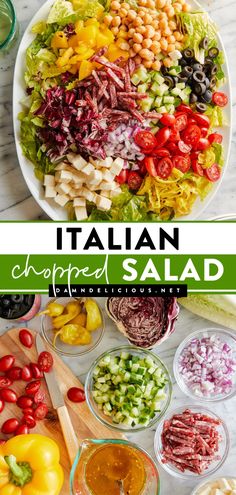 Whip up this quick and easy dinner! It's also a great recipe for lunch. All tossed in a homemade vinaigrette, this Italian Chopped Salad will knock your socks off. So colorful, so vibrant, so good! Save this and try it! Chopped Salad Recipe, Vinegar Salad, Chopped Salad Recipes, Italian Chopped Salad, Red Wine Vinaigrette, Fresh Salad Recipes, Salad Pasta, Italian Salad, Wine Vinegar