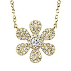 14 Karat Gold 0.25 Carat Total Weight Diamond Flower Necklace. This Necklace is Available in White, Rose or Yellow Gold. Diamond Flower Necklace, Necklace Royal, Diamond Flower Pendant, Diamond Rings Design, Flower Petal, Flower Pendant Necklace, Diamond Flower, Gold Flower, Rose Gold Diamonds