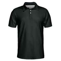 a black polo shirt on a white background