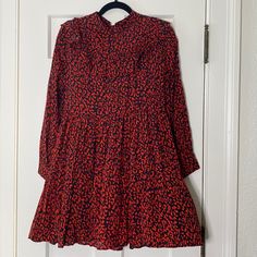 Red & Black Cheetah Print Long Sleeve Zara Dress. New With Tags, Super Fun And Flowy With A Fun Ruffle Collar Detail. Red Long Sleeve Printed Dress, Printed Fall Dresses For Date Night, Printed Dresses For Fall Date Night, Printed Dresses For Date Night In Fall, Zara Leopard Print Mini Dress For Spring, Flowy Red Printed Mini Dress, Casual Leopard Print Zara Dress, Zara Casual Leopard Print Dresses, Casual Zara Leopard Print Dresses