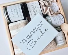 an open box containing personal care items and a note