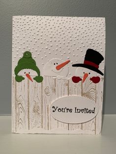 a card with two snowmen on it and the words, you're involved