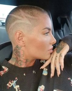 #hairdare #womenshair #beauty #hairstyles #shorthair #buzzcut #fade #hairtattoo Hair Tattoo Designs, Shaved Head Designs, Buzz Cut Women, Shaved Hair Women, Girls With Shaved Heads, Buzzed Hair, Really Short Hair, Bald Girl, Haircut Designs