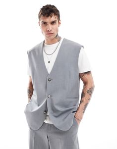 Suit jacket by ASOS DESIGN Part of a co-ord set Pants sold separately V-neck Three-button fastening Pocket details Relaxed fit Gray V-neck Vest For Workwear, Sleeveless Gray Outerwear For Work, Gray V-neck Vest For Work, Co Ord Sets Pants, Leggings Sale, Sleeveless Jacket, Long Sleeve Floral Dress, Satin Slip Dress, Co Ord Set