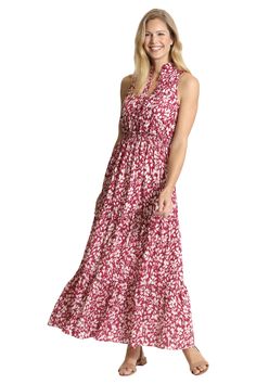 Brooke is the perfect early spring halter dress. We love her ruffled v-neck, ruched waist and tiered maxi skirt in our falling petal floral print! Missy Dresses, Tiered Maxi Skirt, Spandex Dress, Illusion Dress, Maggy London, Tiered Maxi Dress, Curve Dresses, Size 8 Dress, Floral Sleeveless