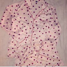 Adorable. But Not For Giant Boobies. Pink Long Sleeve Sleepwear With Heart Print, Pink Sleepwear For Valentine's Day, Pink Valentine's Day Sleepwear, Cute Red Sleepwear For Bedtime, Cute Spring Sleepwear With Heart Print, Cute Heart Print Sleepwear For Spring, Cute Red Sleepwear, Cute Pink Sleepwear For Holiday, Pink Sleepwear For Valentine's Day Pajama Party