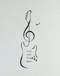 a drawing of an electric guitar with a treble