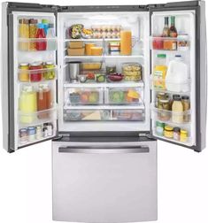 an open refrigerator with its doors wide open