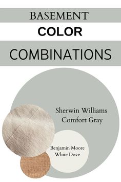 the cover for basement color combinations by sheryln williams and comfort gray, with two circles