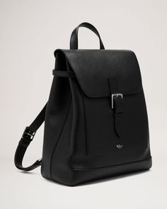 Chiltern Backpack | Black Small Classic Grain | Women | Mulberry Classic Leather Backpack For Work, Designer Formal Backpack, Designer Backpack For Formal Occasions, Modern Backpack With Palladium Hardware For Daily Use, Designer Rectangular Backpack For Formal Occasions, Designer Rectangular Formal Backpack, Designer Formal Rectangular Backpack, Classic Formal Bag With Gunmetal Hardware, Classic Leather Backpack With Adjustable Strap For Travel